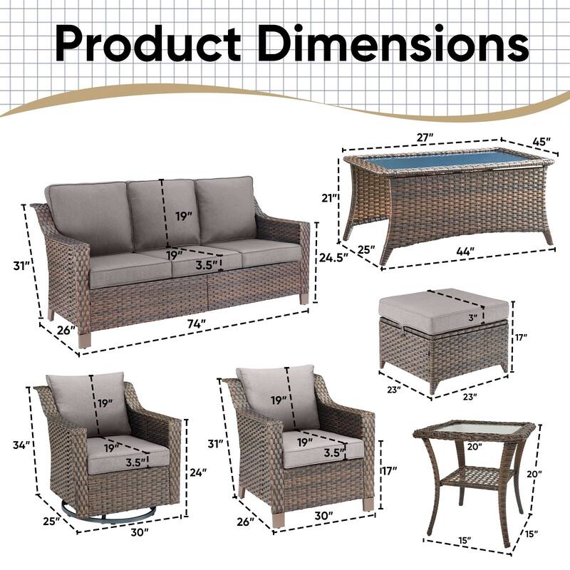 Pocassy All-Weather Rattan Patio Funiture Set