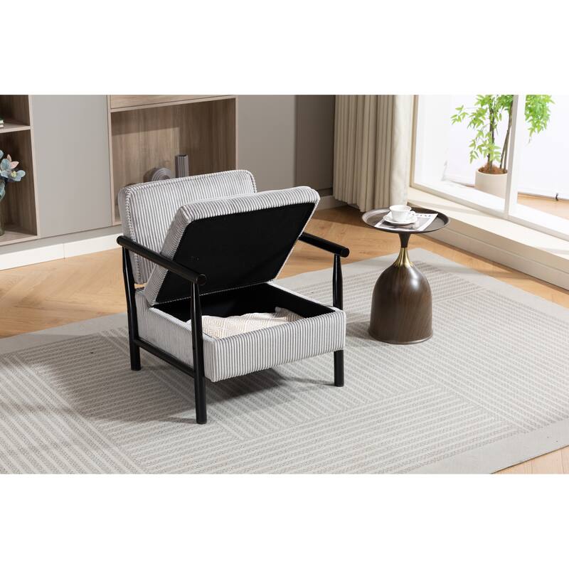 Storage Chair,Mid Century Modern Accent Chair with Wood Frame, Upholstered Living Room Chairs with Waist Cushion