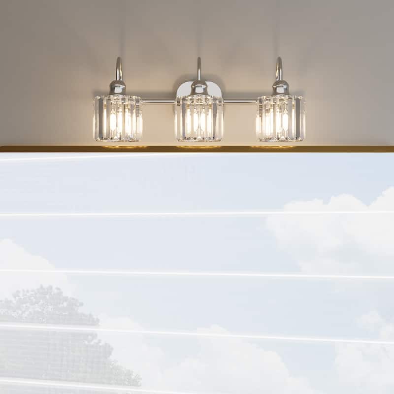 ExBrite Modern Rose Gold Dimmable Bathroom Crystal Vanity Lights