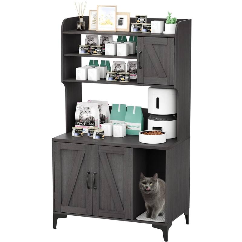 Cat Litter Box Furniture,Hidden Cat Box Enclosure with Shelf Storage