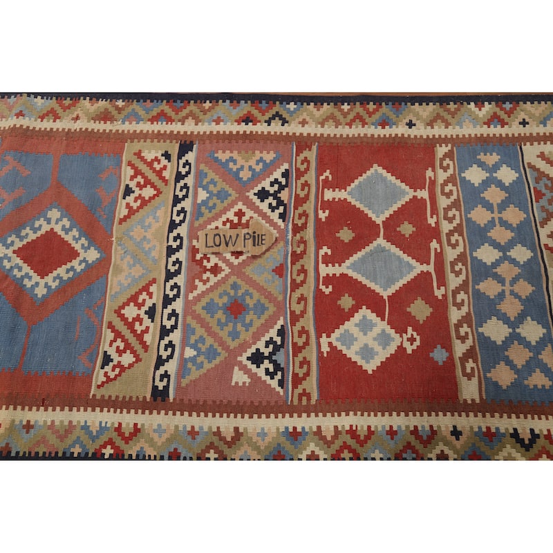 Vegetable Dye Kilim Qashqai Persian Antique Runner Wool Carpet - 2'9"x 13'1"