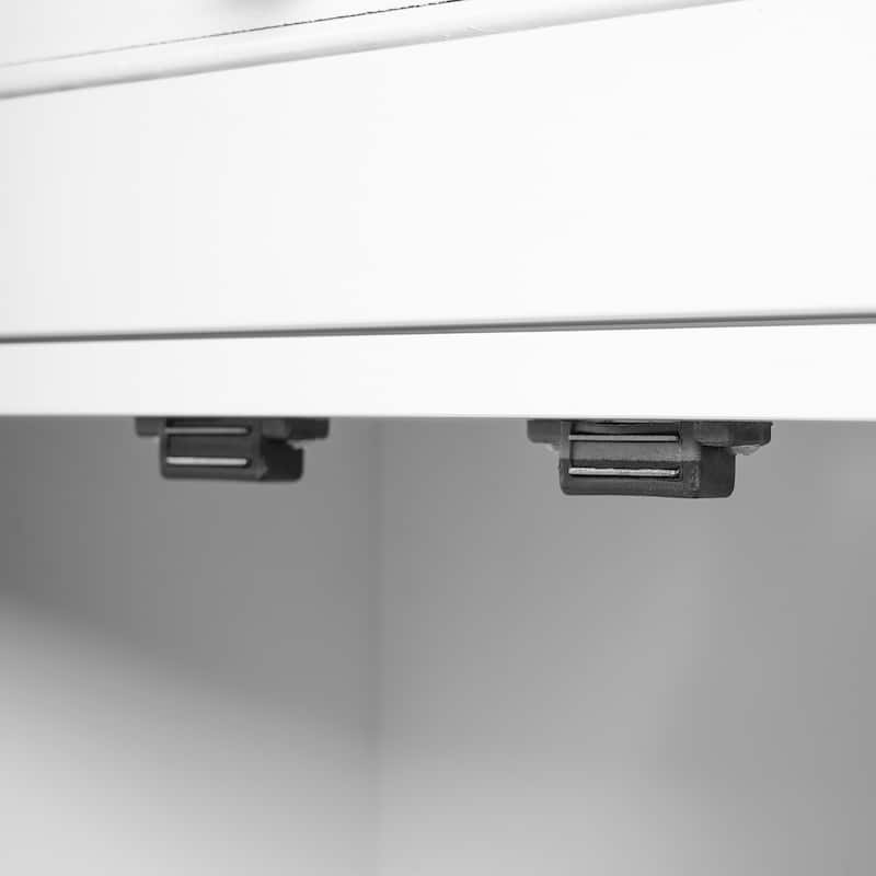 GDFStudio - Mary 63" Tall Bathroom Storage Cabinet with Glass Doors, Two Drawers, and Adjustable Shelves