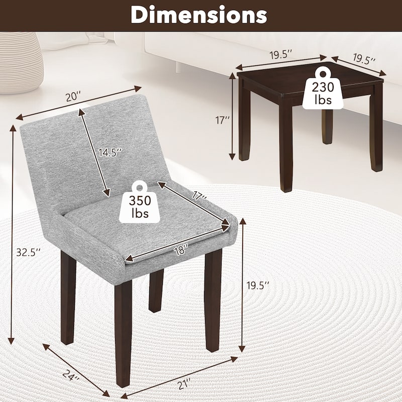 Gymax Modern Dining Chair Set of 4 w/ Mid Back & Cushioned Seat Solid