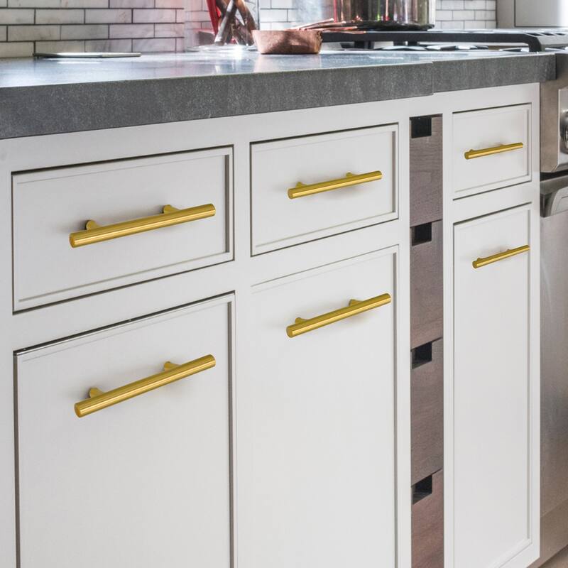 3 Inch Hole Center Copper Kitchen Cabinet Handles 100% Solid Brass Drawer Pulls (5-PACK)