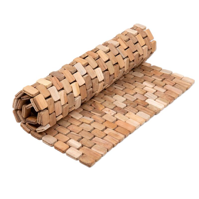Novica Handmade The Pathway Teak Wood Mat