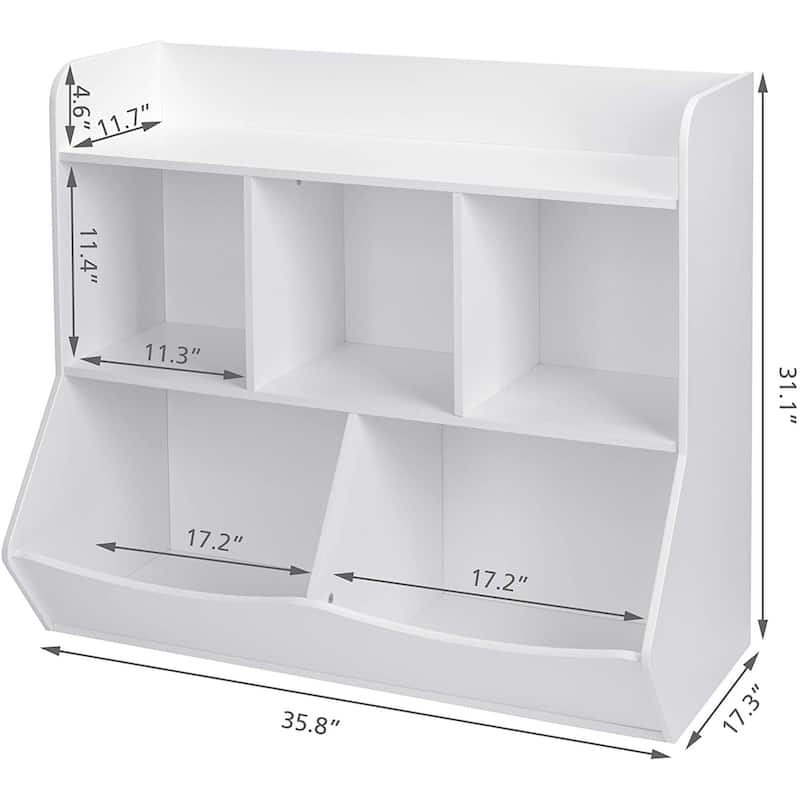 UTEX Toy Storage Organizer with Bookcase, Kid’s Multi Shelf Cubby for Books,Toys