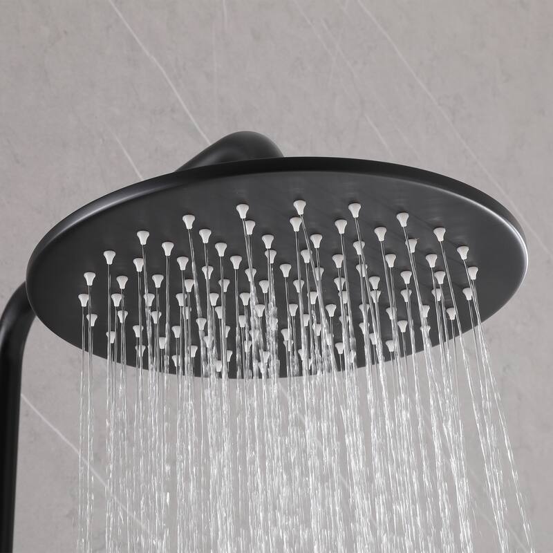 48"H Solid Brass Outdoor 10 Inch Round Rain Shower Set with Dual Cross Handle