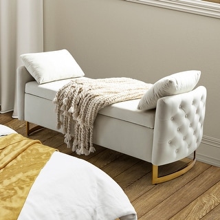 Robert Modern Upholstered Flip Top Storage Bench with Two Pillows by HULALA HOME