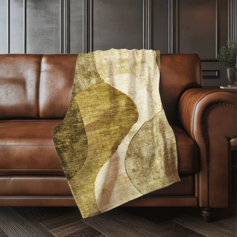 Premium Machine Washable Contemporary Deco Sherpa Throw Blanket - Brown - 4'2" x 5'10"