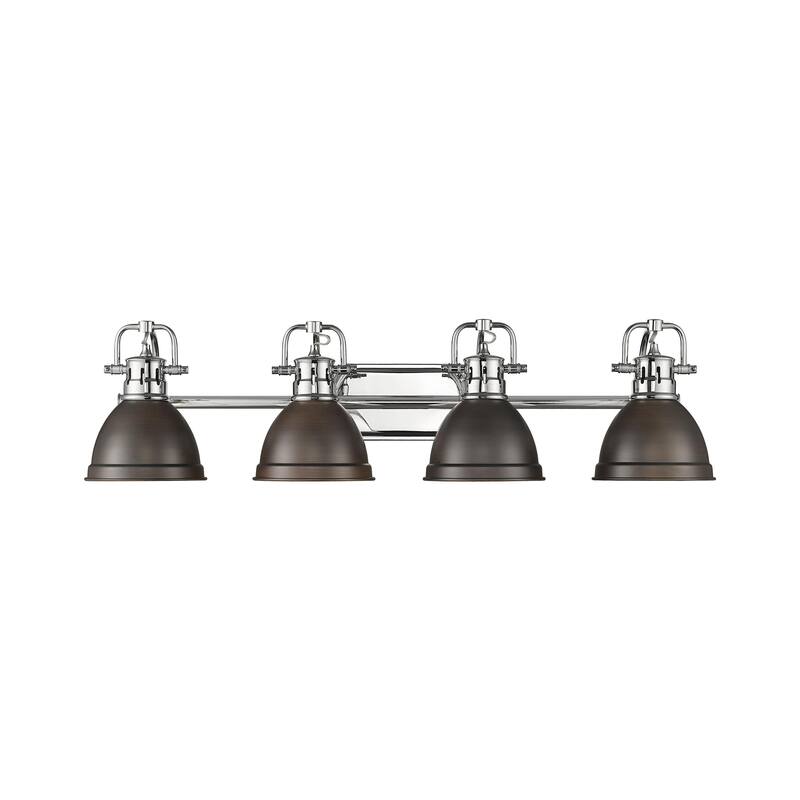 Yep by Golden Lighting Duncan 4-light Vanity in Chrome and Rubbed Bronze shade