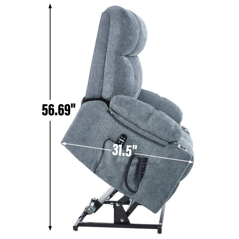 Dual Motor Infinite Position Power Lift Recliner, with 8-Point Vibration Massage and Lumbar Heating,Dual Cup Holders