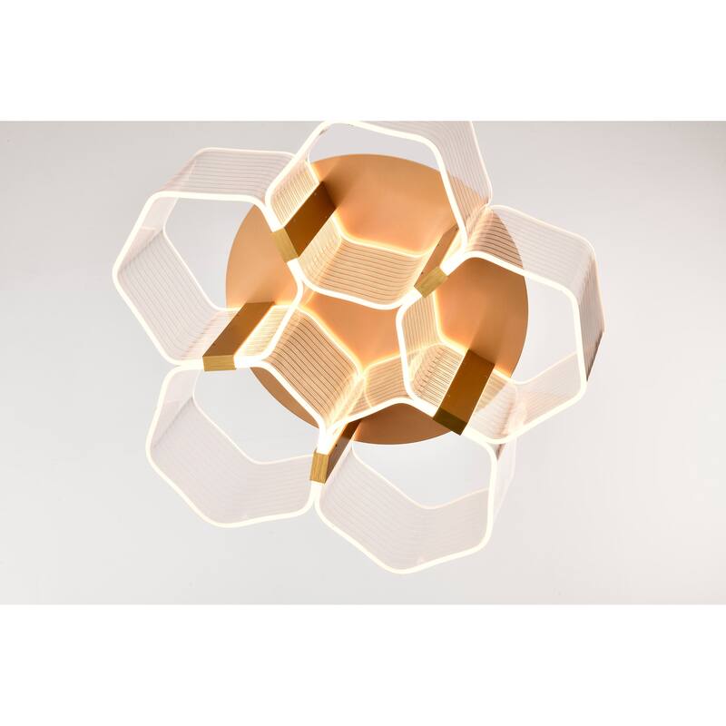 Kenzo LED 5 Light Flush Mount Vintage Brass Finish Light Guide Panel - Polished Anodized Bronze