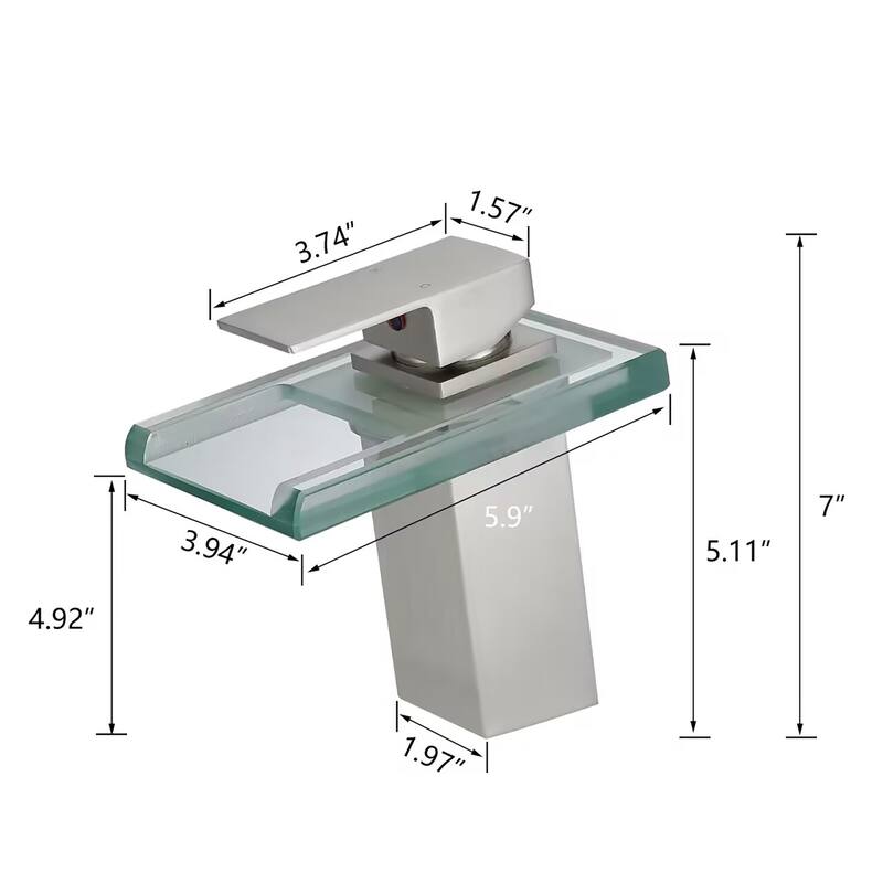 Modern Brushed Nickel Bathroom Basin Faucet with LED Light