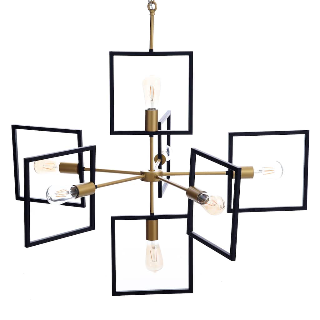 Harp & Finial Mila 7-light Painted Gold and Black Chandelier