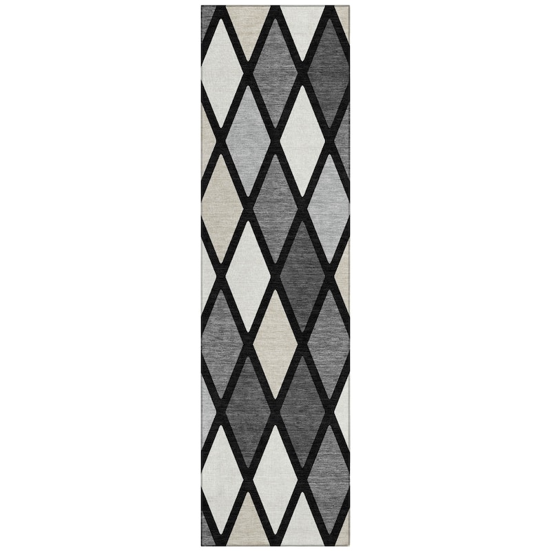 Machine Washable Indoor/ Outdoor Chantille Diamond Prism Rug