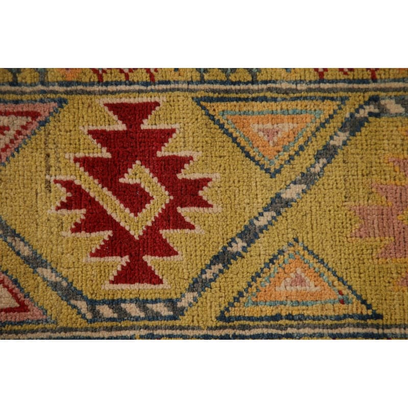 Geometric Kazak Area Rug Hand-Knotted Wool Carpet - 6'11" x 10'7"
