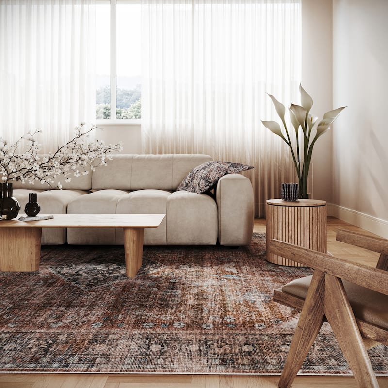 Nuloom Orielle Medallion Traditional Washable Area Rug - 5' x 8' - Rust