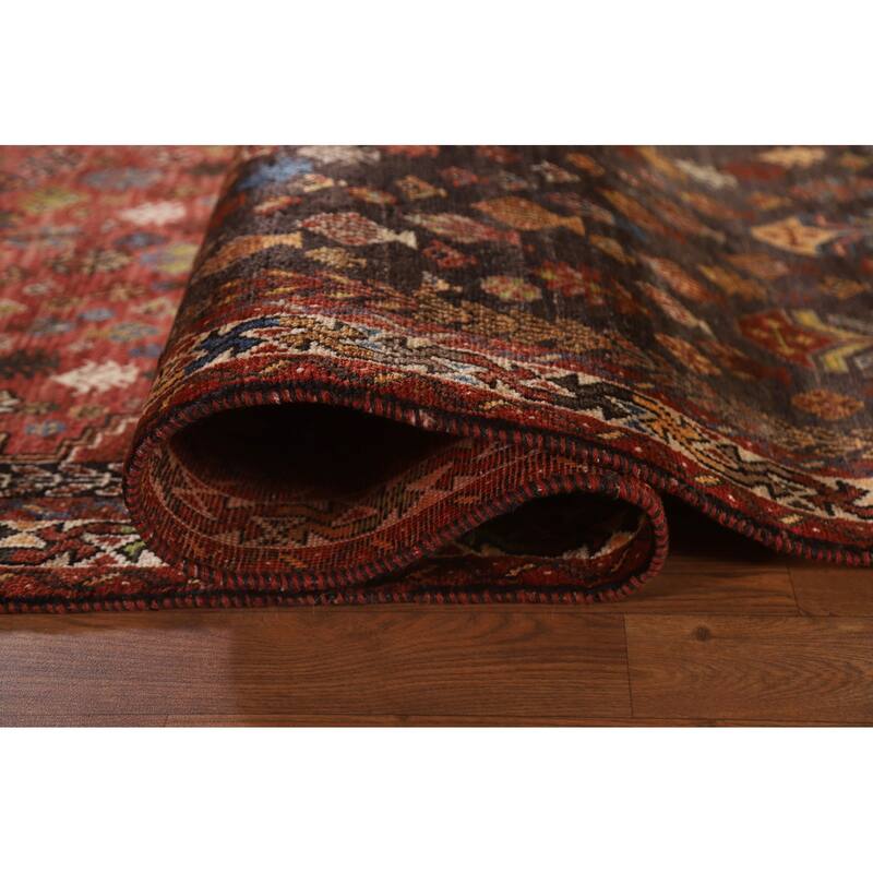 Vegetable Dye Shiraz Persian Vintage Area Rug Hand-Knotted Wool Carpet - 6'0"x 9'11"