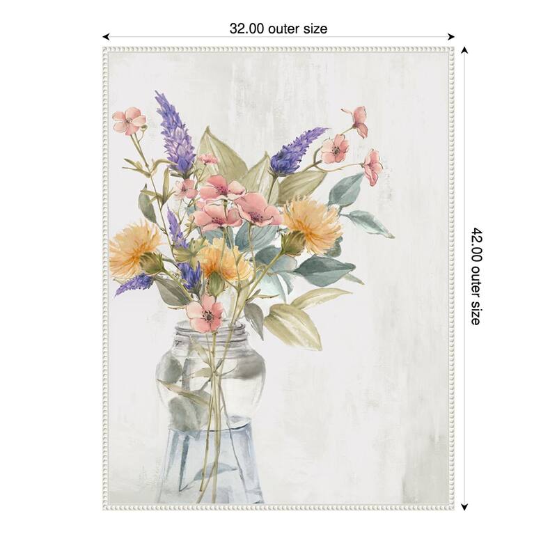 Vibrant Blooms in Glass Vase by PI Studio Framed Canvas Wall Art Print - 32 x 42 in