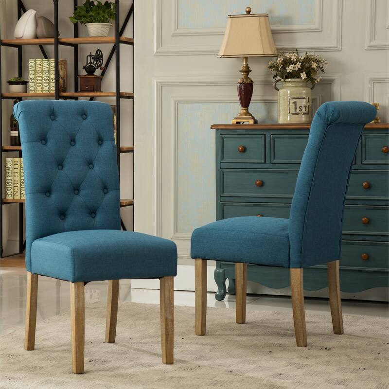 Solid Wood Tufted Parsons Dining Chair, Set Of 2