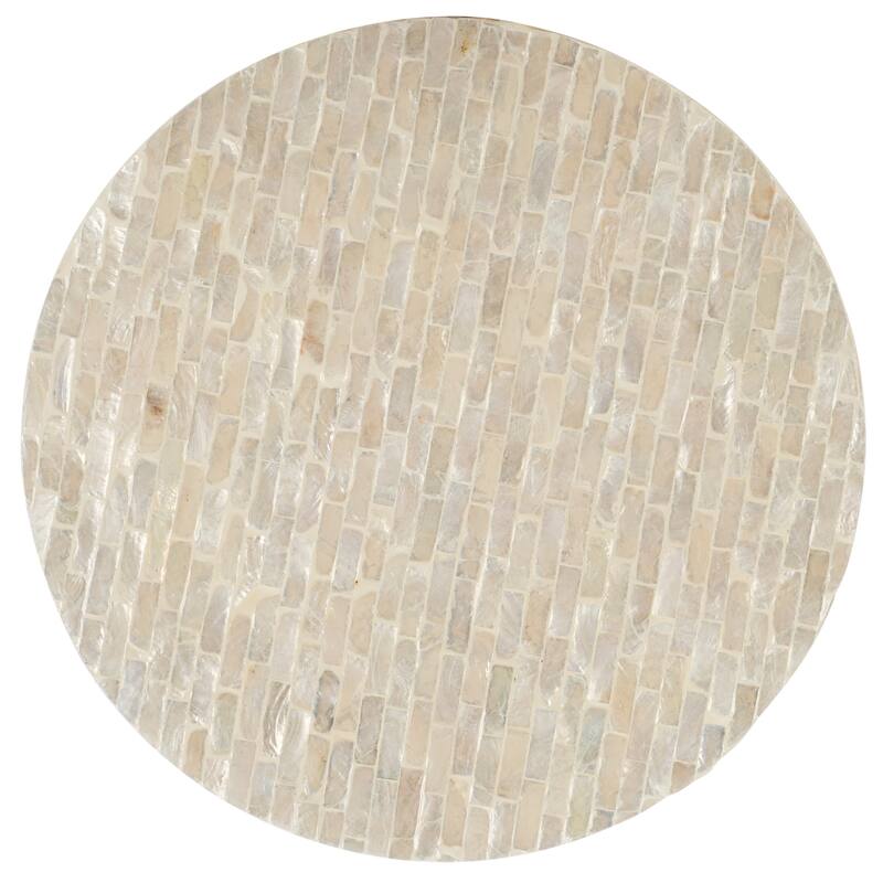 SAFAVIEH Scarlett Capiz Shell Round Accent Table (Fully Assembled) - 14"W x 14"D x 20"H