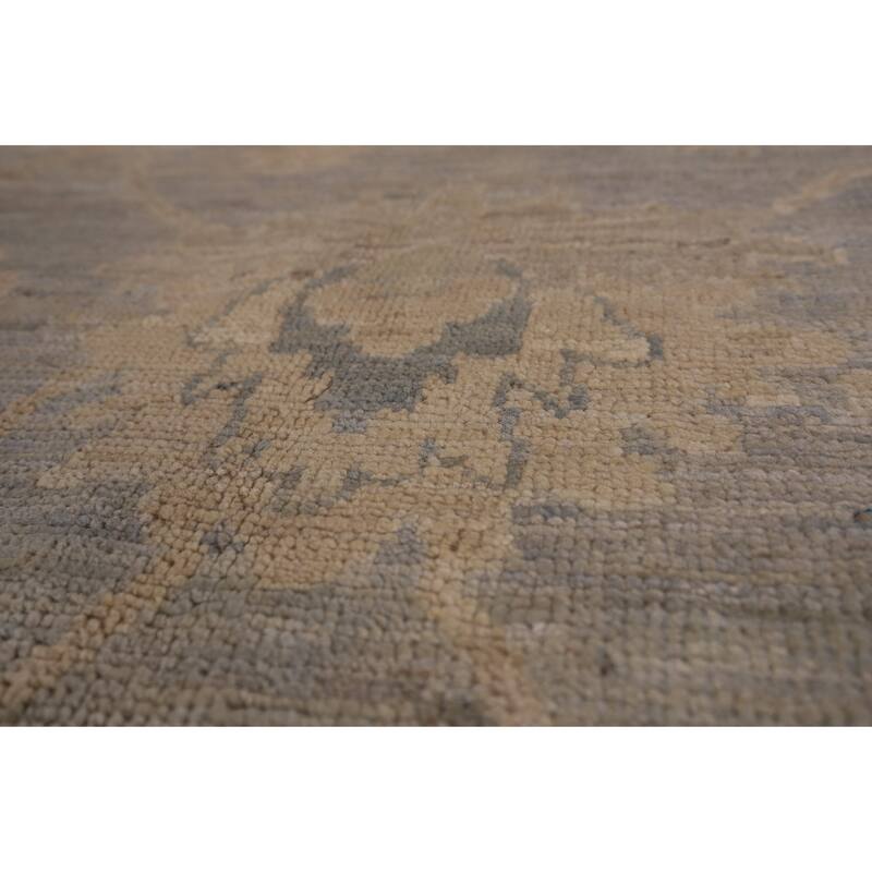 Earth Tone Oushak Vegetable Dye Area Rug Hand-Knotted Wool Carpet - 6'9" x 8'3"