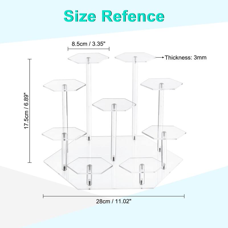 Acrylic Display Stand for Collectible Figures, 9 Tier Round Cupcake Stand Clear - Clear