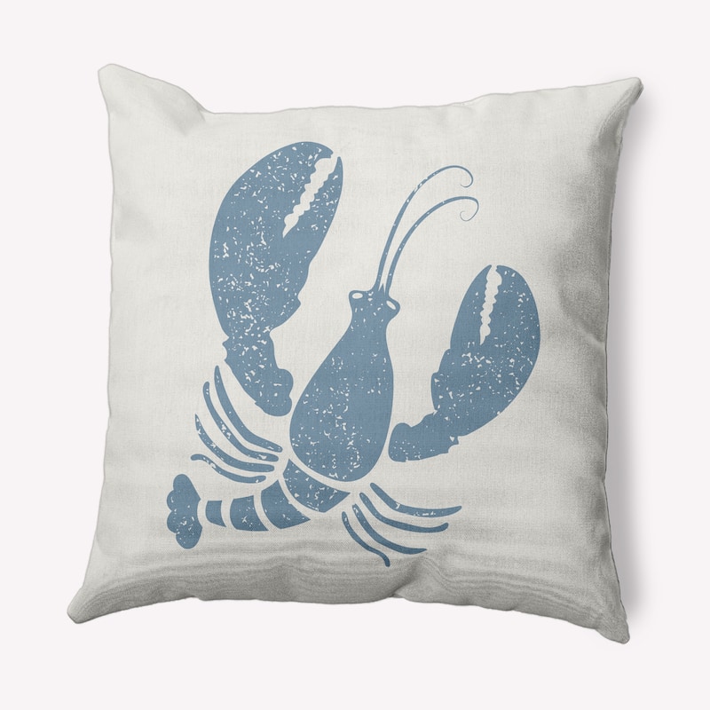 Lobster Nautical Indoor/Outdoor Throw Pillow - Dusty Smoke and White - 18" x 18"