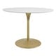 preview thumbnail 11 of 12, 41.25" x 41.25" Flower Round Dining Table Brass Base