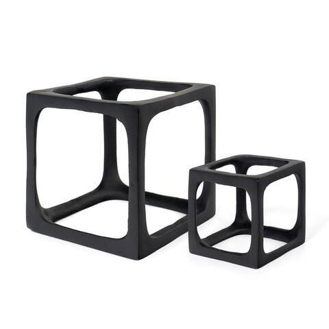 Selena Black Decorative Cube Sculptures, Set of 2 - 7 x 7 x 7