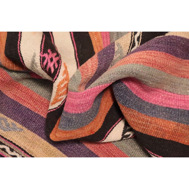 Hand Woven Oriental 100% Wool Carpet Southwestern Tribal Multi-Colored Kilim Area Rug - 8' 8'' X 5' 3''
