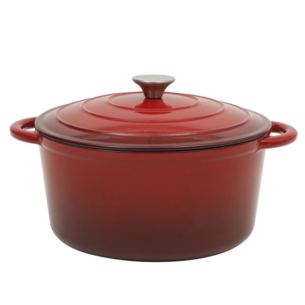 Cocotte En Fonte émaillée MegaChef Bread Pot 6qt (6,5L) Rouge - Sécurité Four Et Poignées Silicone