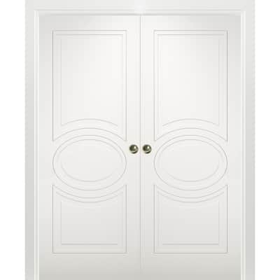 Sliding French Double Pocket Doors / Mela 7001 Matte White / Kit Rail ...