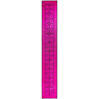 Overdyed One-of-a-Kind Hand-Knotted Runner Rug - Pink - 2' 7" x 17' 6"