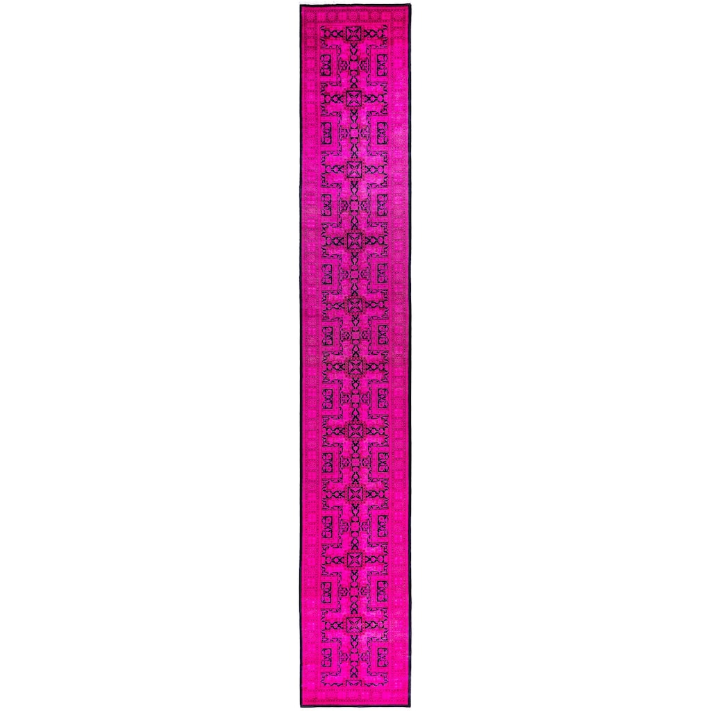 Overdyed One-of-a-Kind Hand-Knotted Runner Rug - Pink - 2' 7" x 17' 6"