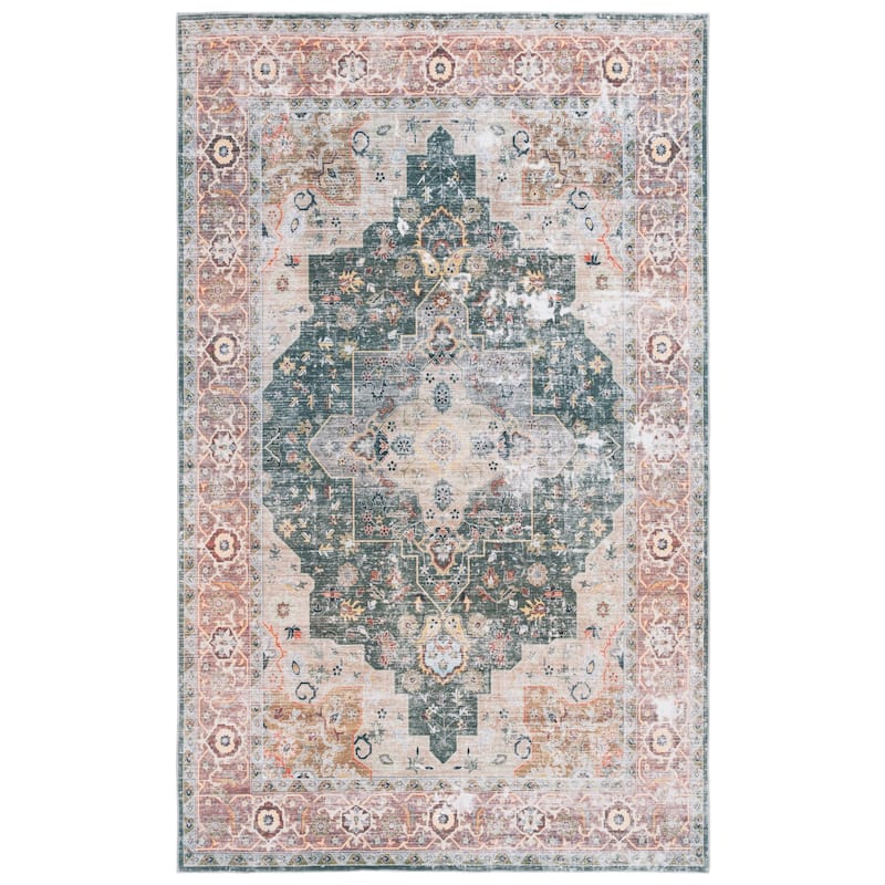 SAFAVIEH Arizona Ketrin Vintage Machine Washable Rug - 4' x 6' - Green/Light Brown
