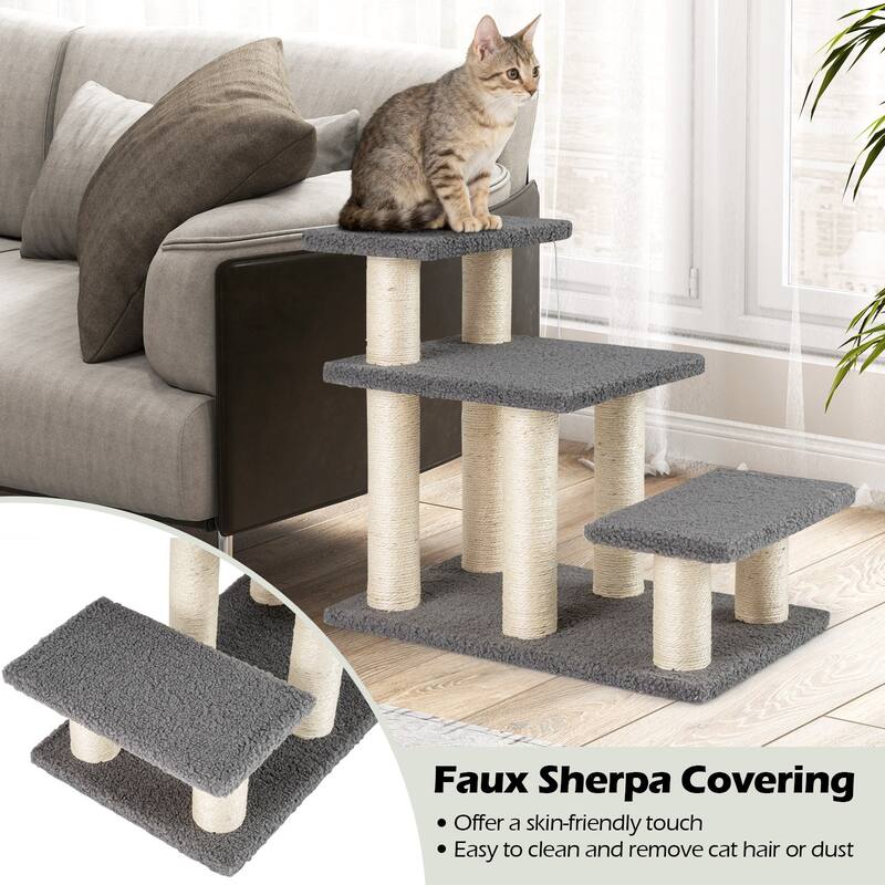 Gymax 2-in-1 Cat Tree Tower Pet Steps w/ Scratching Posts Hanging Toy