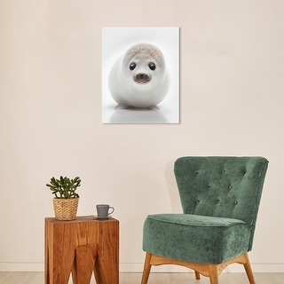 Wynwood Studio Canvas Animals Baby Animal Seal White and Modern & Contemporary Wall Art Canvas Print - White,