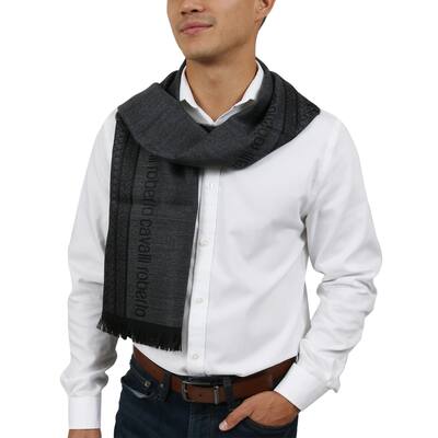 Roberto Cavalli ESZ062 05001 Grey Wool Blend Signature Mens Scarf for mens