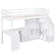 preview thumbnail 39 of 80, Multifunctional Wood Twin Size Loft Bed with L-Shaped Desk and Storage Staircase, Loft Bed Frame with Cabinet and Drawers