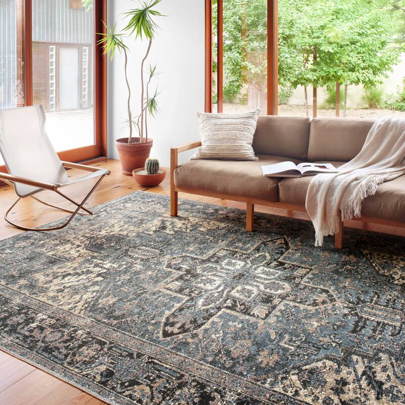 Alexander Home Luciano Ocean Distressed Oriental Indoor/ Outdoor Rug