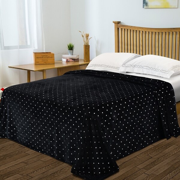 Miranda Haus Windom Metallic Polka Dot Print Fleece Blanket. Opens flyout.