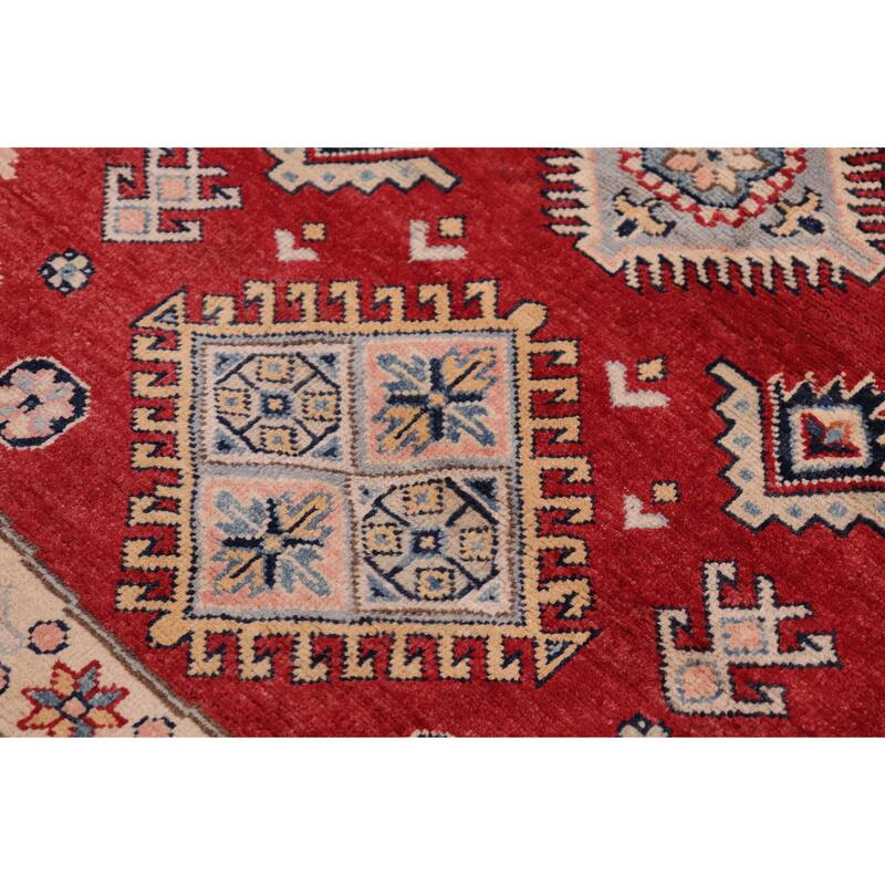 Rustic Kazak Connor Light Blue/Beige Wool Round - 9'0'' x 9'0''