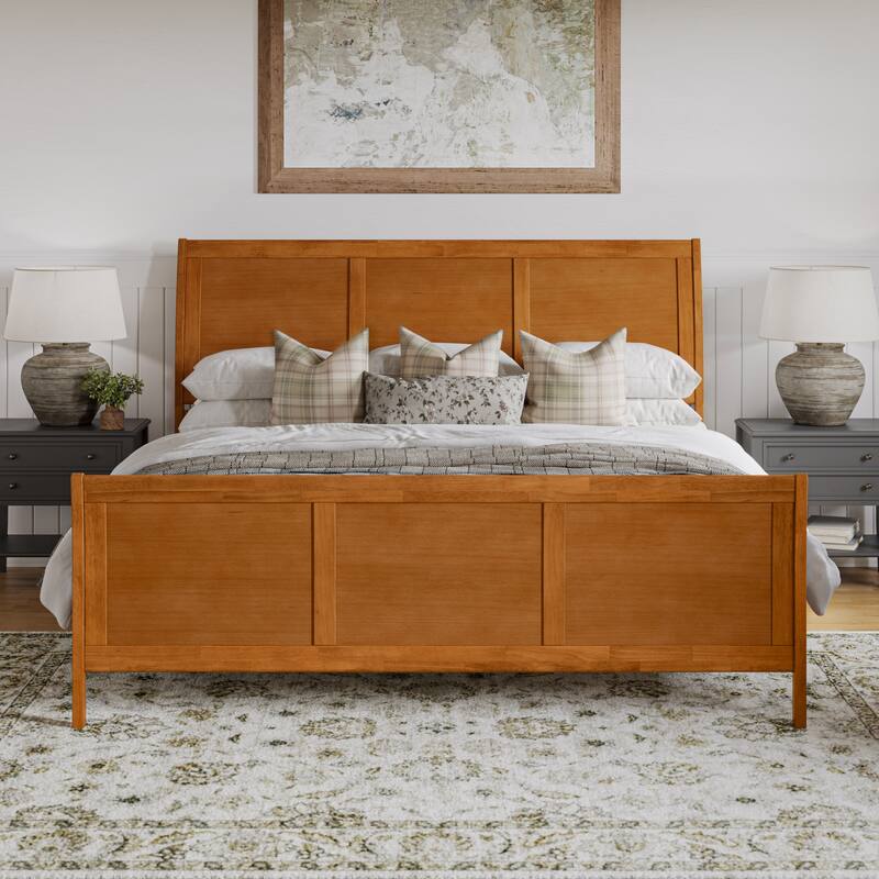 AFI, Portland Solid Wood Low Profile Platform Bed with Matching Footboard