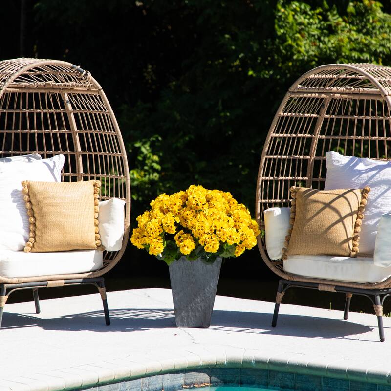 33-in UV Resistant Artificial Geranium Plant in Slate Ceramic Planter