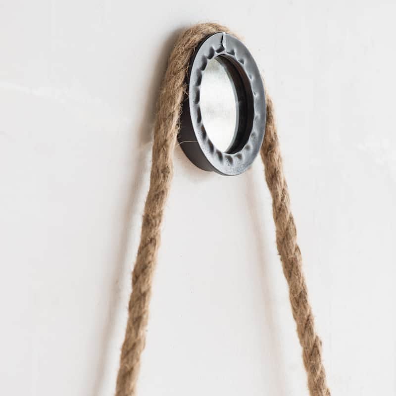 Round Metal Frame Mirror with Rope Strap