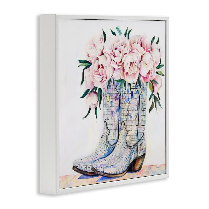 Stupell Rose Filled Cowgirl Boots Framed Giclee Art Design By Amanda Greenwood