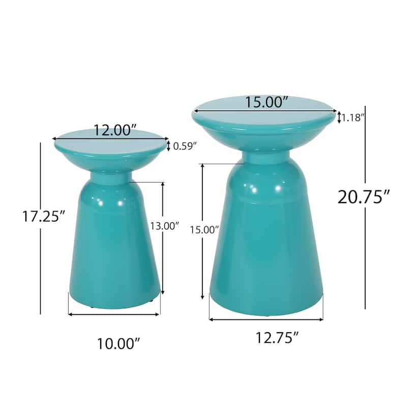 Roomfitters Serenita Outdoor Iron Side Tables with Flared Design, Accent Patio End Tables Set of 2