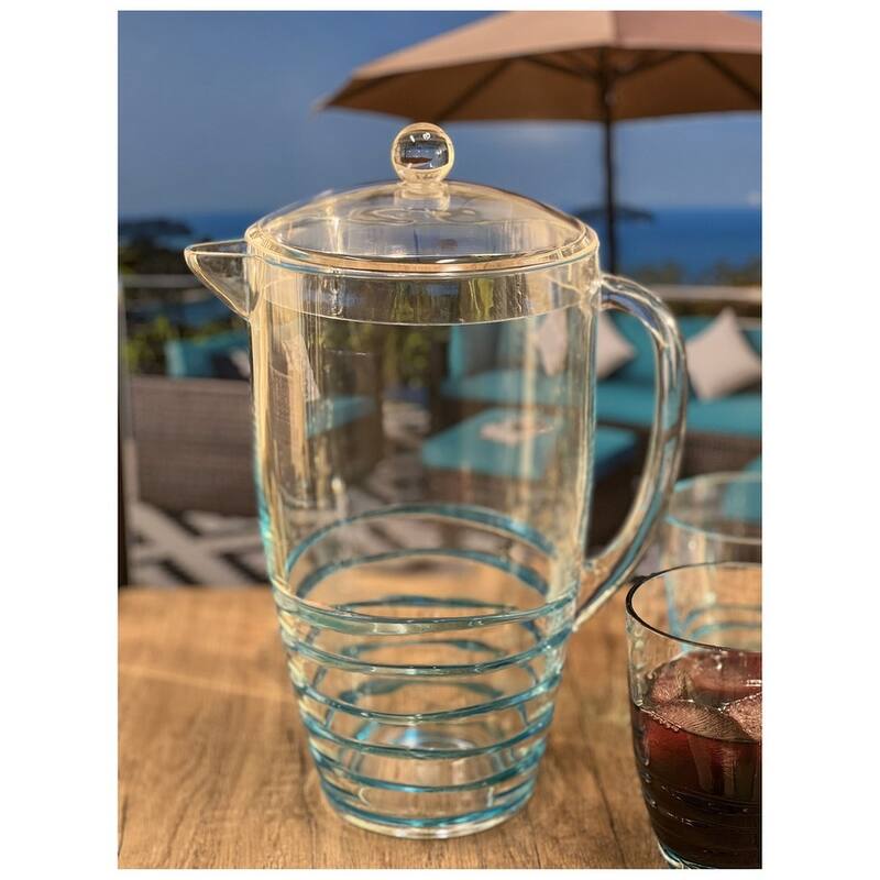 Water Pitcher with Lid, Swirl Unbreakable Plastic Pitcher