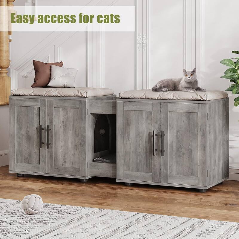 Intimate Double-Room Cat Litter Cabinet Furniture